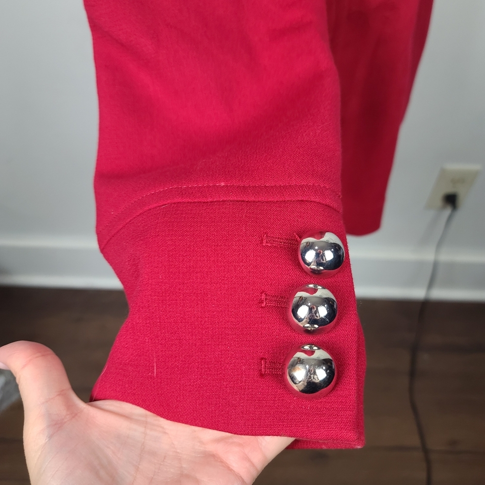 White House Black Market Berry Red Military Inspired Pea Coat M - Picture 13 of 16